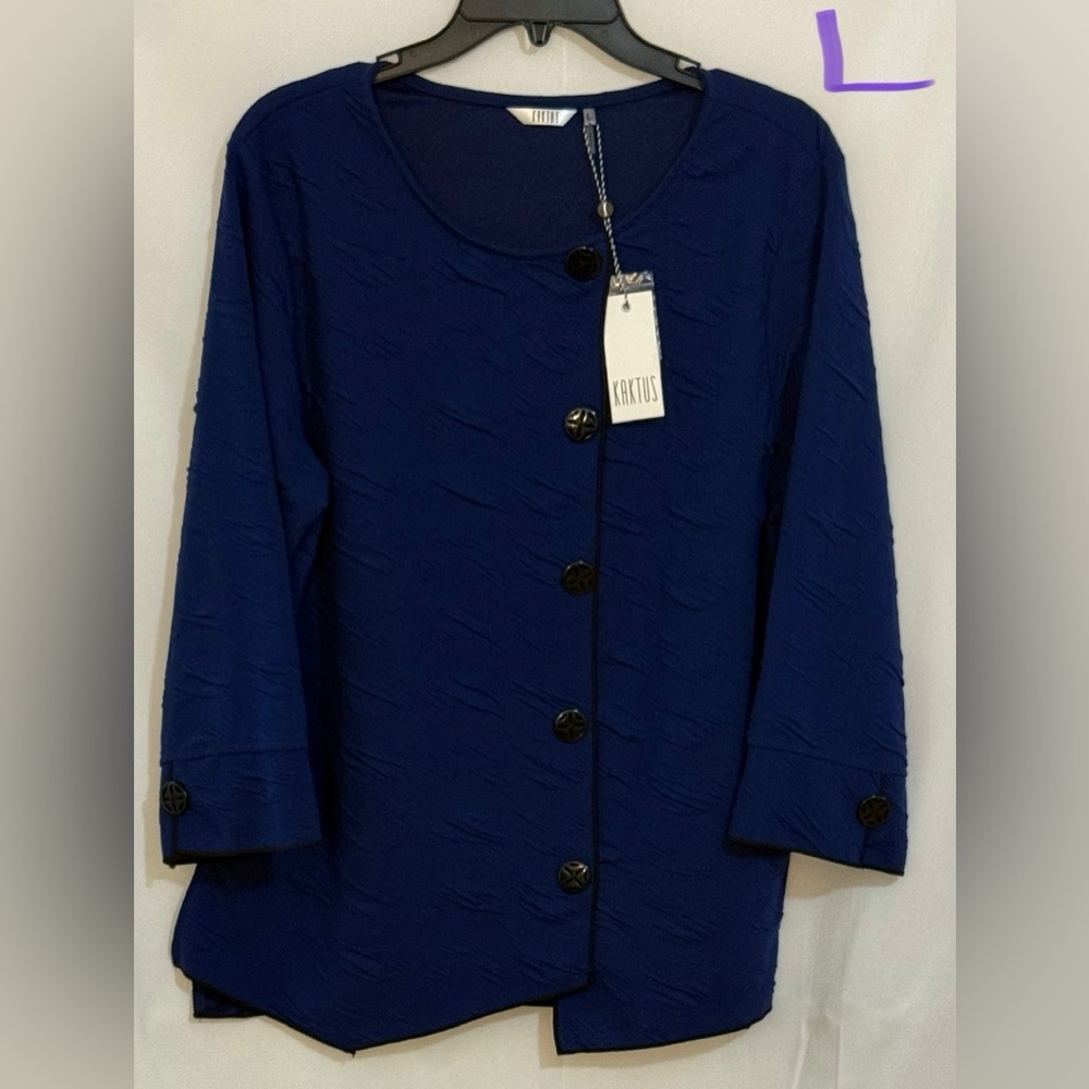 Kaktus Navy Cardigan with Black Buttons
